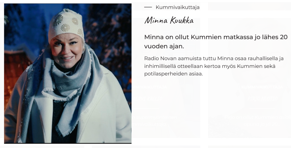 Minna on ollut Kummien matkassa jo lähes 20 vuoden ajan.